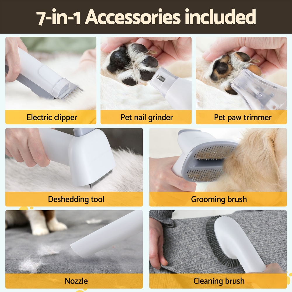 i.Pet Pet Grooming Kit Vacuum Dog Cat Hair Dryer Remover Clipper Brushes Cleaning - Image 4